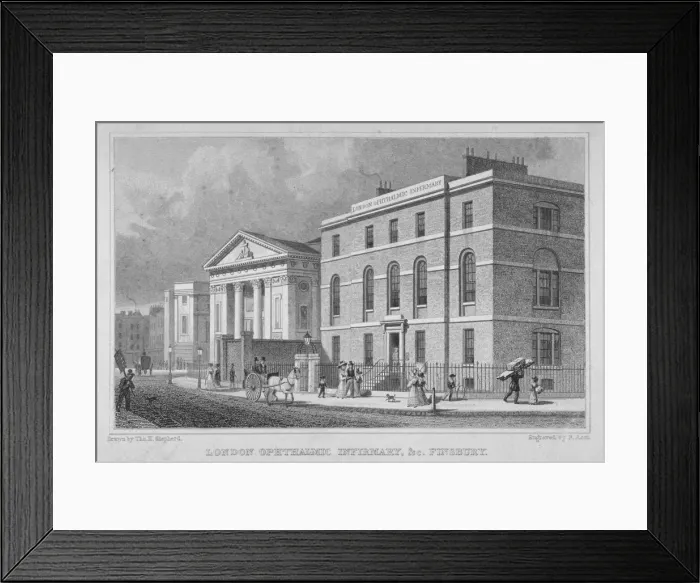 Framed Print : View of the London Opthalmic Infirmary, Blomfield Street, City of London, 1830 Framed Print : View of the London Opthalmic Infirmary, Blomfield Street, City of London, 1830