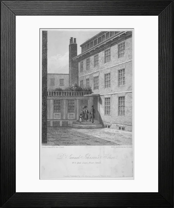 Framed Print : View of no 8 Bolt Court, where Dr Samuel Johnson lived, City of London, 1835. Artist Framed Print : View of no 8 Bolt Court, where Dr Samuel Johnson lived, City of London, 1835. Artist