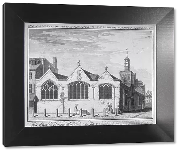 North-east view of the Church of St Botolph Aldersgate, City of London, 1740. Artist