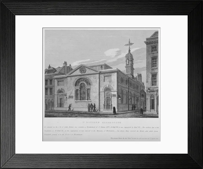 Framed Print : North-east view of the Church of St Botolph Aldersgate, City of London, 1814. Artist Framed Print : North-east view of the Church of St Botolph Aldersgate, City of London, 1814. Artist