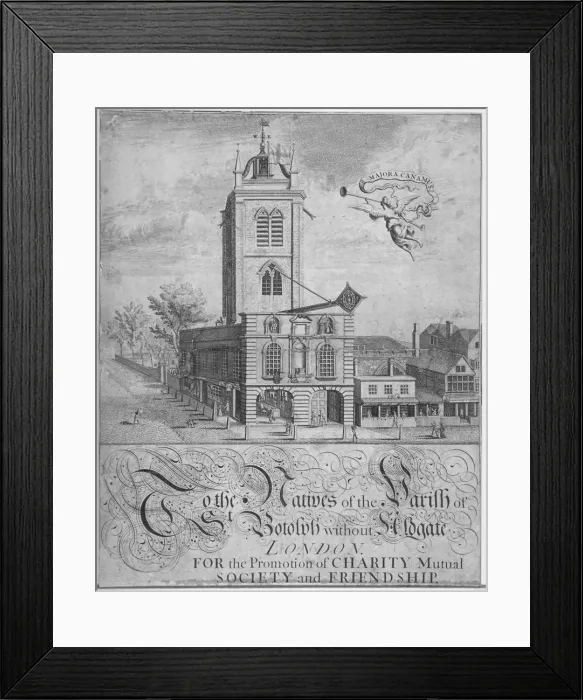 Framed Print : Church of St Botolph, Aldgate, City of London, 1750 Framed Print : Church of St Botolph, Aldgate, City of London, 1750