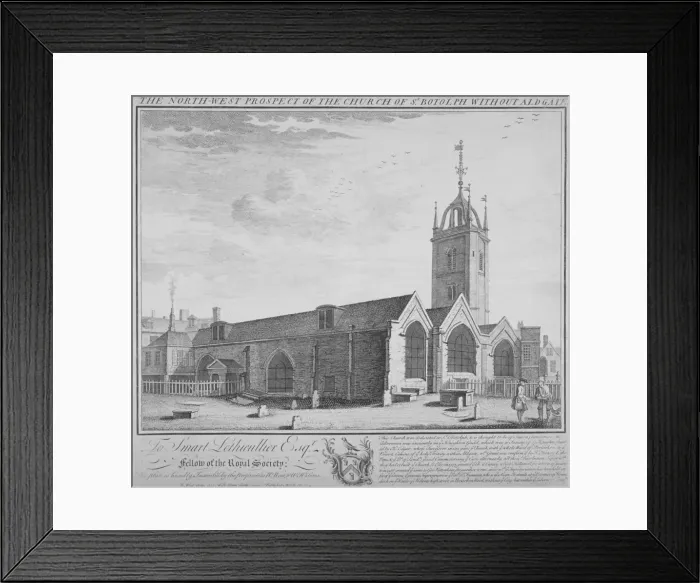 Framed Print : Church of St Botolph, Aldgate, City of London, 1739. Artist: William Henry Toms Framed Print : Church of St Botolph, Aldgate, City of London, 1739. Artist: William Henry Toms