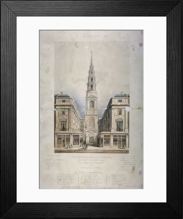 Framed Print : View of St Brides Avenue including the premises of Pitman and Ashfield, City of London, 1825 Framed Print : View of St Brides Avenue including the premises of Pitman and Ashfield, City of London, 1825