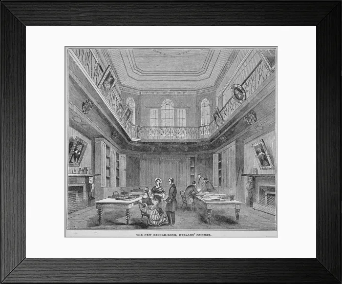 Framed Print : Interior view of the New Record Room at the College of Arms, City of London, 1850 Framed Print : Interior view of the New Record Room at the College of Arms, City of London, 1850