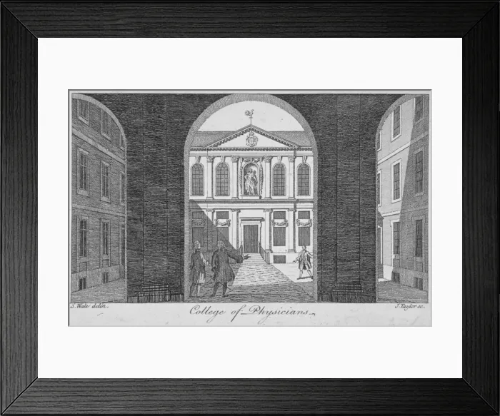 Framed Print : View through the gateway of the Royal College of Physicians, City of London, 1760 Framed Print : View through the gateway of the Royal College of Physicians, City of London, 1760