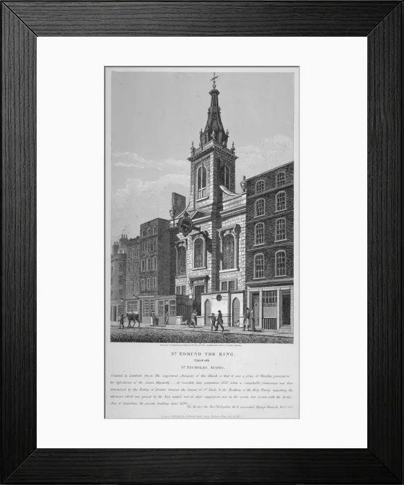 Framed Print : Church of St Edmund the King, looking west along Lombard Street, City of London, 1813
