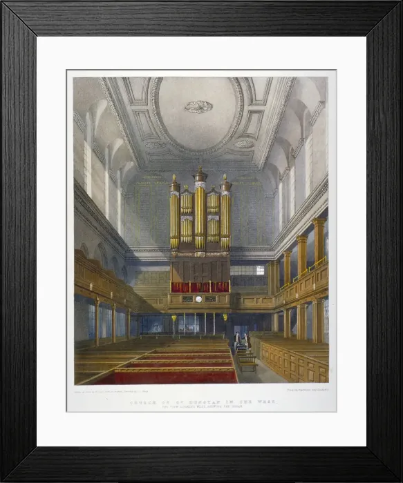 Framed Print : Interior, looking west, Church of St Dunstan in the West, Fleet Street, City of London, 1829 Framed Print : Interior, looking west, Church of St Dunstan in the West, Fleet Street, City of London, 1829