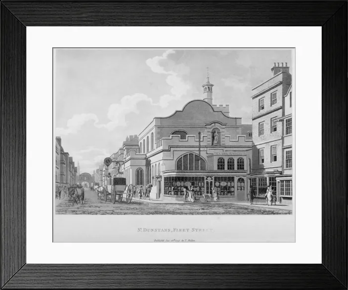 Framed Print : South-east view of the Church of St Dunstan in the West, Fleet Street, City of London, 1797 Framed Print : South-east view of the Church of St Dunstan in the West, Fleet Street, City of London, 1797