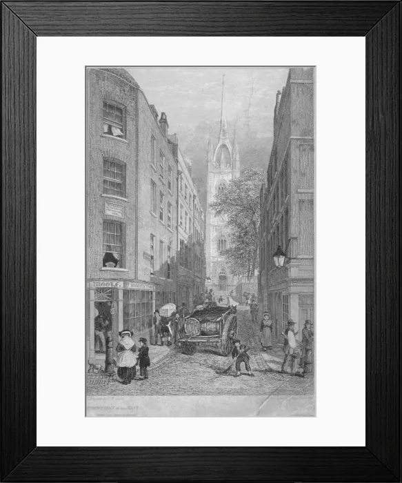 Framed Print : Church of St Dunstan-in-the-East from the Custom House, City of London, 1828. Artist Framed Print : Church of St Dunstan-in-the-East from the Custom House, City of London, 1828. Artist