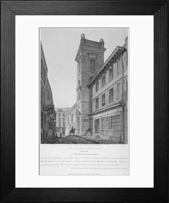 Framed Print : Church of St George Botolph Lane, at the south-east corner of George Lane, City of London, 1814 Framed Print : Church of St George Botolph Lane, at the south-east corner of George Lane, City of London, 1814
