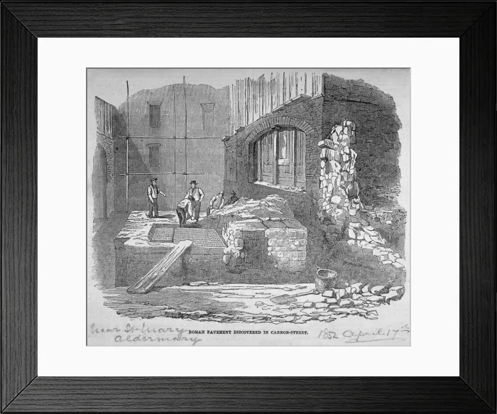 Framed Print : Roman pavement disovered in Cannon Street, City of London, 1852 Framed Print : Roman pavement disovered in Cannon Street, City of London, 1852