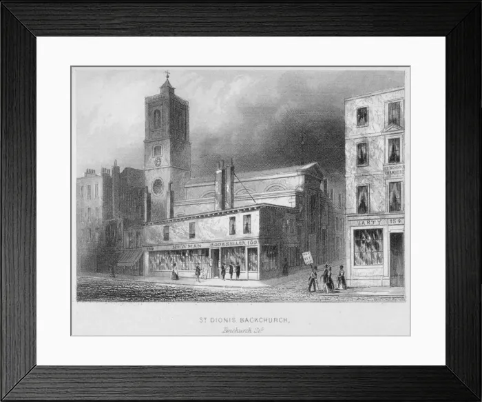 Framed Print : View of St Dionis Backchurch from Fenchurch Street, City of London, 1847. Artist Framed Print : View of St Dionis Backchurch from Fenchurch Street, City of London, 1847. Artist