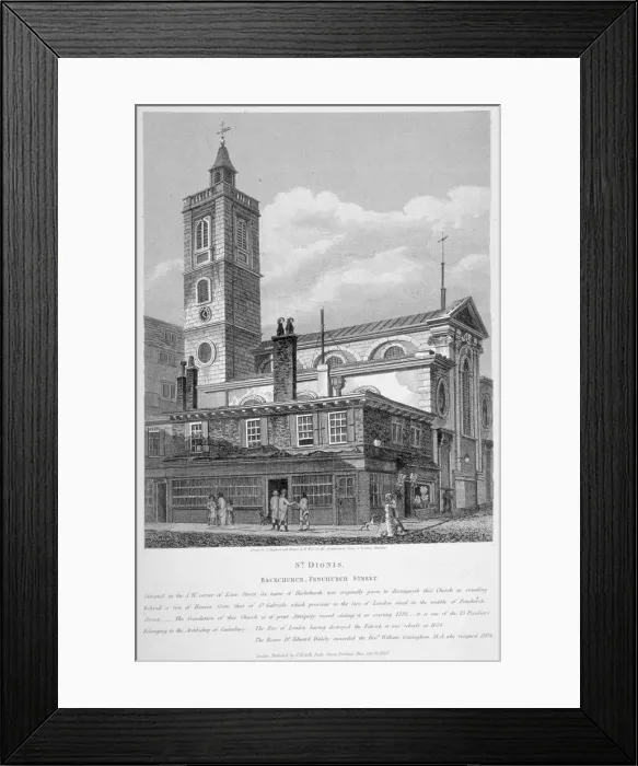 Framed Print : View of St Dionis Backchurch from Fenchurch Street, City of London, 1813. Artist Framed Print : View of St Dionis Backchurch from Fenchurch Street, City of London, 1813. Artist
