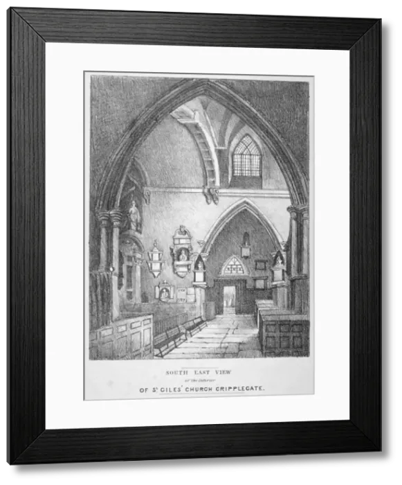 Framed Print : South-east view of the interior of the Church of St Giles without Cripplegate, City of London, 1825 Framed Print : South-east view of the interior of the Church of St Giles without Cripplegate, City of London, 1825