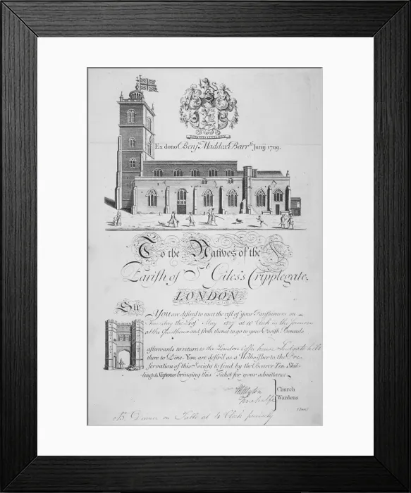 Framed Print : Church of St Giles without Cripplegate, City of London, 1827. Artist: John Sturt Framed Print : Church of St Giles without Cripplegate, City of London, 1827. Artist: John Sturt