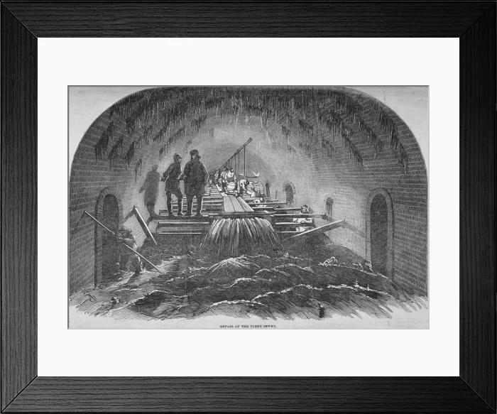 Framed Print : Repair of the Fleet sewer, City of London, 1854 Framed Print : Repair of the Fleet sewer, City of London, 1854