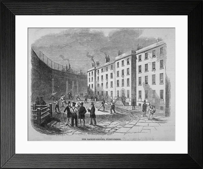 Framed Print : View of Fleet Prison and the tennis ground, City of London, 1845 Framed Print : View of Fleet Prison and the tennis ground, City of London, 1845