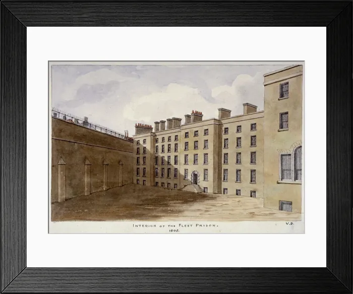 Framed Print : Inner courtyard of Fleet Prison, City of London, 1805. Artist: Valentine Davis Framed Print : Inner courtyard of Fleet Prison, City of London, 1805. Artist: Valentine Davis
