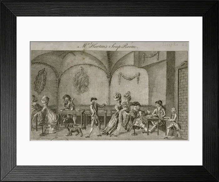 Framed Print : Interior view of Mr Hortons Soup Room, Cornhill, City of London, 1770 Framed Print : Interior view of Mr Hortons Soup Room, Cornhill, City of London, 1770
