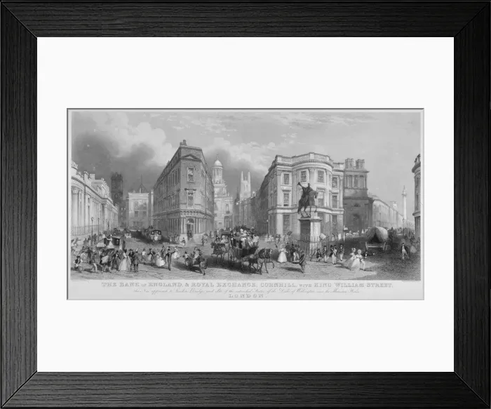 Framed Print : Cornhill, Lombard Street and King William Street, looking east, City of London, 1837 Framed Print : Cornhill, Lombard Street and King William Street, looking east, City of London, 1837