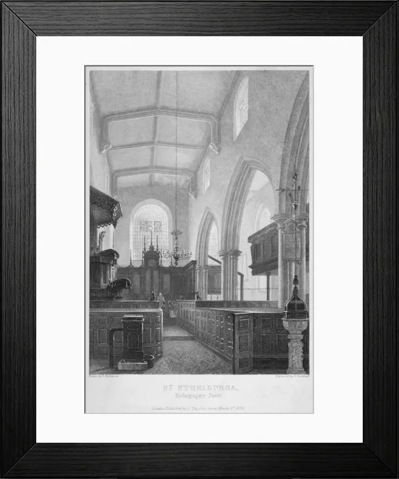 Framed Print : Church of St Ethelburga-the-Virgin within Bishopsgate, City of London, 1860. Artist Framed Print : Church of St Ethelburga-the-Virgin within Bishopsgate, City of London, 1860. Artist