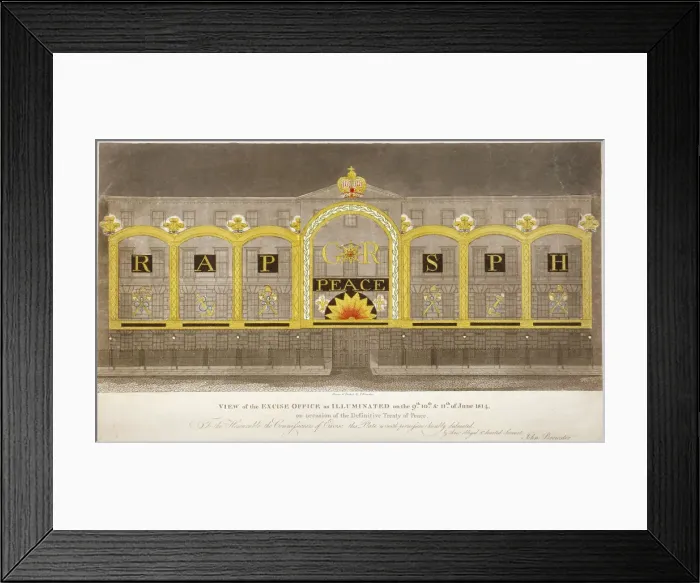 Framed Print : View of the Excise Office, Old Broad Street, City of London, as illuminated in June 1814 Framed Print : View of the Excise Office, Old Broad Street, City of London, as illuminated in June 1814