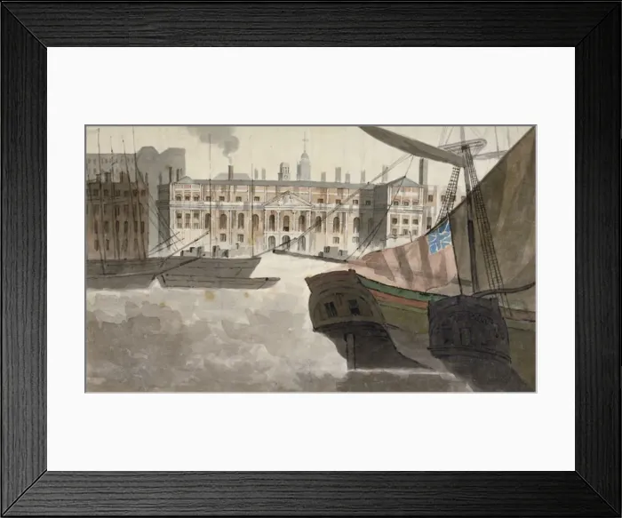 Framed Print : View of the Custom House from the River Thames, City of London, 1810 Framed Print : View of the Custom House from the River Thames, City of London, 1810