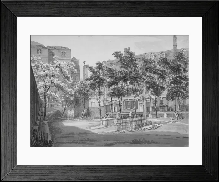 Framed Print : Churchyard, Fenchurch Street, City of London, 1820. Artist: Robert Blemmell Schnebbelie Framed Print : Churchyard, Fenchurch Street, City of London, 1820. Artist: Robert Blemmell Schnebbelie