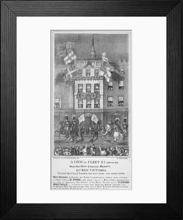 Framed Print : Royal procession on Fleet Street, City of London, 1837. Artist: Augustus Butler Framed Print : Royal procession on Fleet Street, City of London, 1837. Artist: Augustus Butler