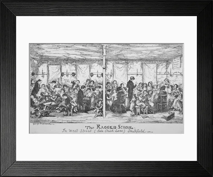 Framed Print : Field Lane Ragged School, Smithfield, City of London, 1850. Artist: George Cruikshank
