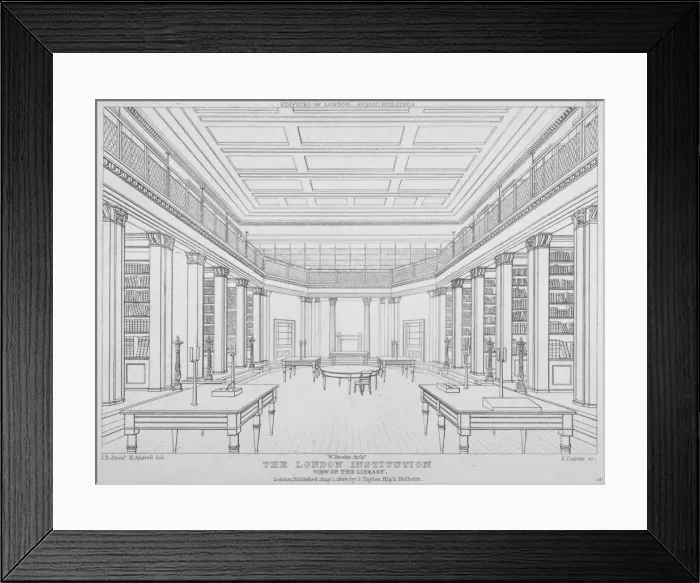 Framed Print : Interior view of the library in the London Institution, Finsbury Circus, City of London, 1824 Framed Print : Interior view of the library in the London Institution, Finsbury Circus, City of London, 1824