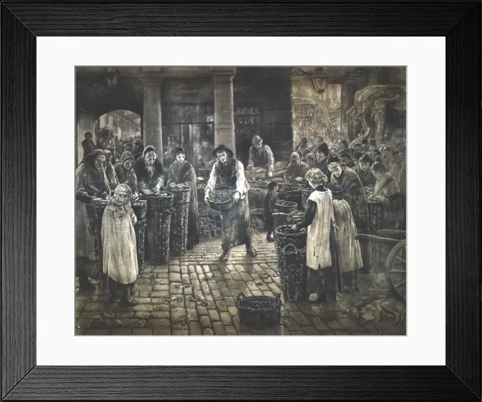 Framed Print : Covent Garden Scene - Women Workers Standing, c1862-1935 Framed Print : Covent Garden Scene - Women Workers Standing, c1862-1935