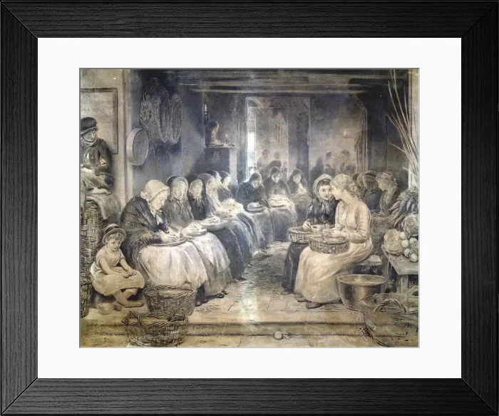 Framed Print : Covent Garden Scene - Women Workers Seated, c1862-1935 Framed Print : Covent Garden Scene - Women Workers Seated, c1862-1935