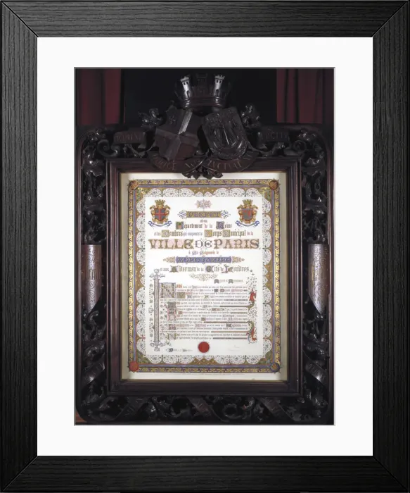Framed Print : Illuminated vote of thanks from the Mayor of Paris to the Lord Mayor of London, 13 August 1852 Framed Print : Illuminated vote of thanks from the Mayor of Paris to the Lord Mayor of London, 13 August 1852