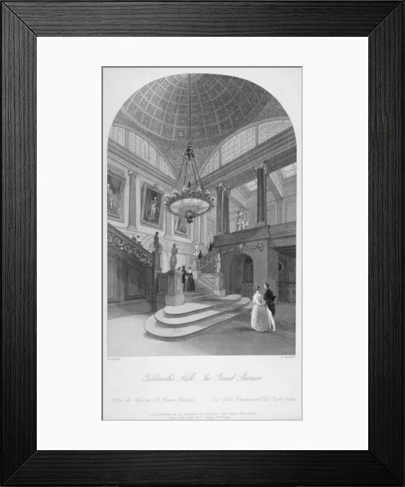 Framed Print : Interior view of the Goldsmiths Hall showing the grand staircase, City of London, 1840 Framed Print : Interior view of the Goldsmiths Hall showing the grand staircase, City of London, 1840
