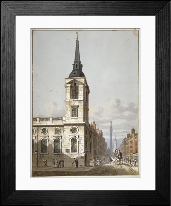 Framed Print : Church of St Benet Gracechurch and Gracechurch Street, City of London, 1811. Artist Framed Print : Church of St Benet Gracechurch and Gracechurch Street, City of London, 1811. Artist