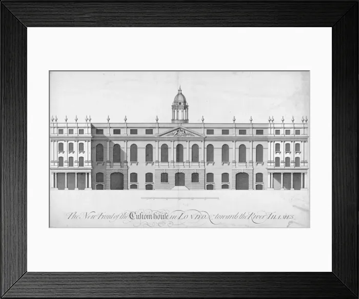 Framed Print : View of the new Custom House, rebuilt after the fire of 1718, City of London, 1722 Framed Print : View of the new Custom House, rebuilt after the fire of 1718, City of London, 1722