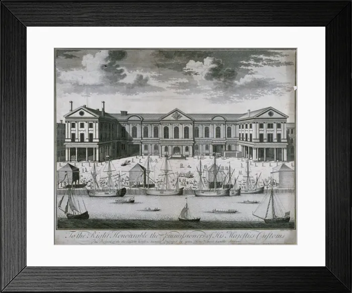 Framed Print : The Custom House from the River Thames, as it was in 1714, 1715 Framed Print : The Custom House from the River Thames, as it was in 1714, 1715