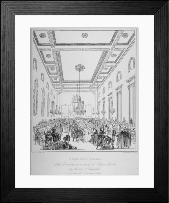 Framed Print : Interior of Grocers Hall during a banquet, City of London, 1830. Artist: T Kearnan Framed Print : Interior of Grocers Hall during a banquet, City of London, 1830. Artist: T Kearnan