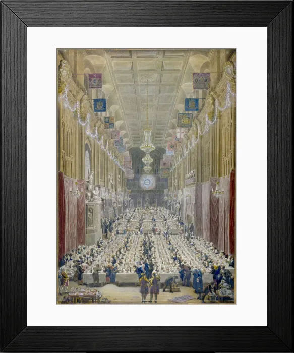Framed Print : View of the Lord Mayors Dinner at the Guildhall, City of London, 1828 Framed Print : View of the Lord Mayors Dinner at the Guildhall, City of London, 1828