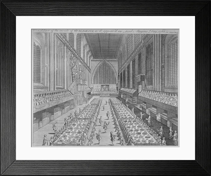 Framed Print : Interior view of the Guildhall on Lord Mayors Day, City of London, 1761 Framed Print : Interior view of the Guildhall on Lord Mayors Day, City of London, 1761