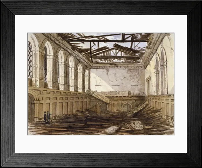 Framed Print : Ruins of the banqueting hall of Haberdashers Hall, City of London, 1864 Framed Print : Ruins of the banqueting hall of Haberdashers Hall, City of London, 1864