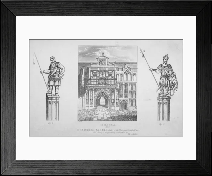 Framed Print : View of the Guildhall with the giants Gog and Magog on either side, City of London, 1788 Framed Print : View of the Guildhall with the giants Gog and Magog on either side, City of London, 1788