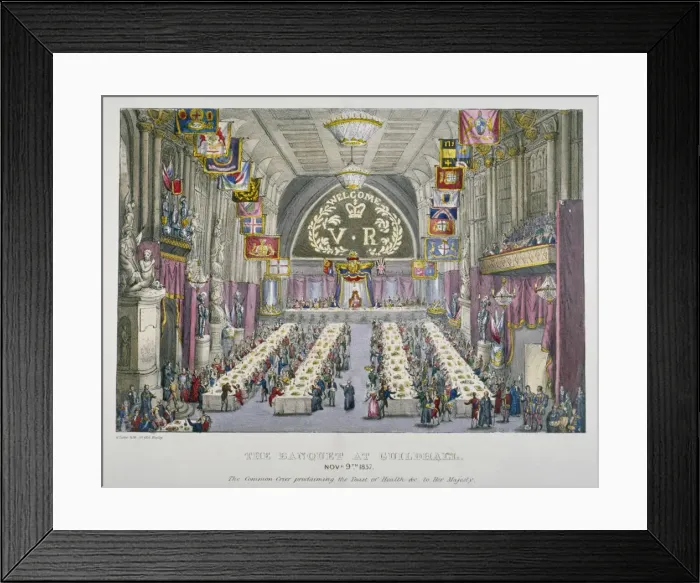 Framed Print : Banquet in the Guildhall in honour of Queen Victoria, City of London, 1837 Framed Print : Banquet in the Guildhall in honour of Queen Victoria, City of London, 1837