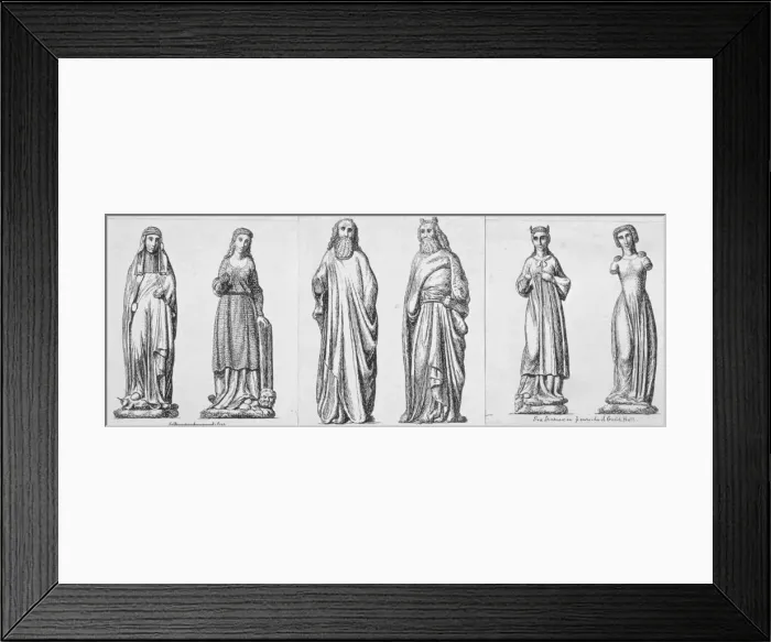 Framed Print : Six statues on the outside of the Guildhall, City of London, 1780 Framed Print : Six statues on the outside of the Guildhall, City of London, 1780