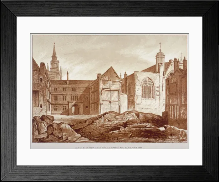 Framed Print : West view of the Guildhall Chapel and Blackwell Hall, City of London, 1820 Framed Print : West view of the Guildhall Chapel and Blackwell Hall, City of London, 1820