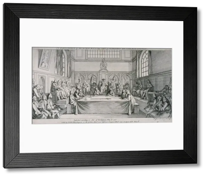 Framed Print : Meeting in the Guildhall Council Chamber, City of London, 1750 Framed Print : Meeting in the Guildhall Council Chamber, City of London, 1750