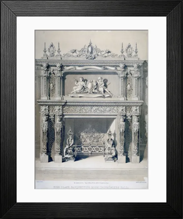 Framed Print : Fireplace in Ironmongers Hall, Fenchurch Street, City of London, 1855 Framed Print : Fireplace in Ironmongers Hall, Fenchurch Street, City of London, 1855