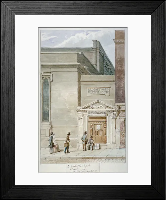 Framed Print : Partial view of St Katherine Cree and the Aldgate watch house, City of London, 1830 Framed Print : Partial view of St Katherine Cree and the Aldgate watch house, City of London, 1830