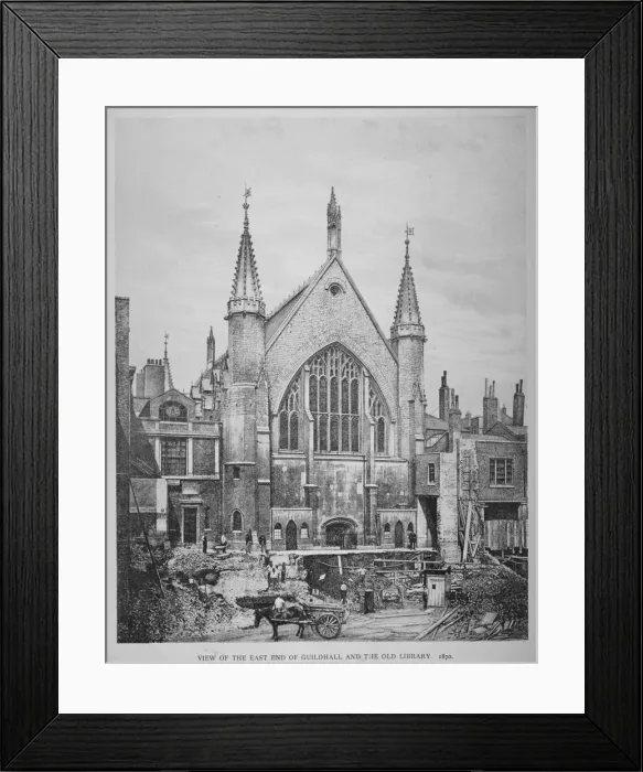 Framed Print : The east end of the Guildhall and the old Guildhall Library, City of London, 1870 Framed Print : The east end of the Guildhall and the old Guildhall Library, City of London, 1870